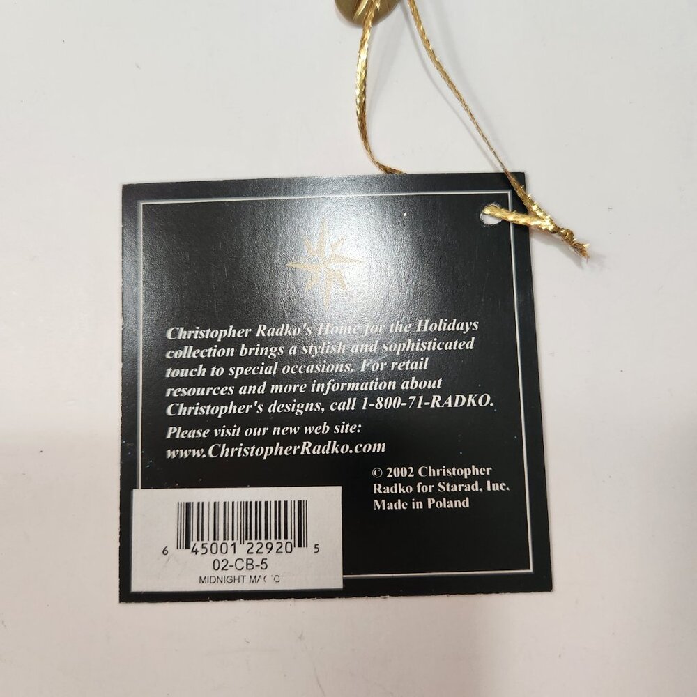 NIB 2002 Christopher Radko "Midnight Magic" Ornaments and Stand 3 Piece Set - Picture 10 of 11